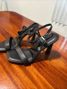 Karl Lagergeld Black Leather Strappy High Heel Sandals